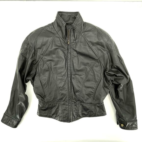 Wilsons Leather Jackets & Blazers - Wilson Thinsulate Women's Vtg. Leather Moto Jacket, Black, Sz. M 80s 90s *FLAW*